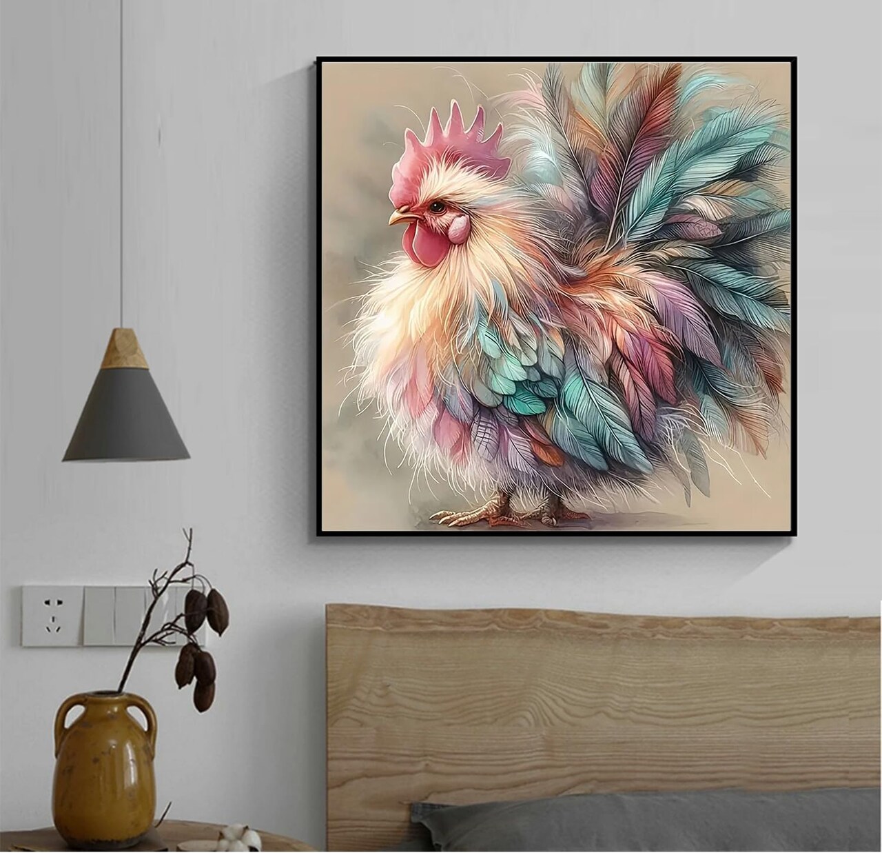 5D Diamond Art Kits for Adults Beginners Colorful Rooster,DIY Full Round Drill Diamond Painting Kits Cock,Chicken Paint by Diamonds Dots Gem Art Crystal Easy,Home Wall Decor 13.78X13.78 Inch